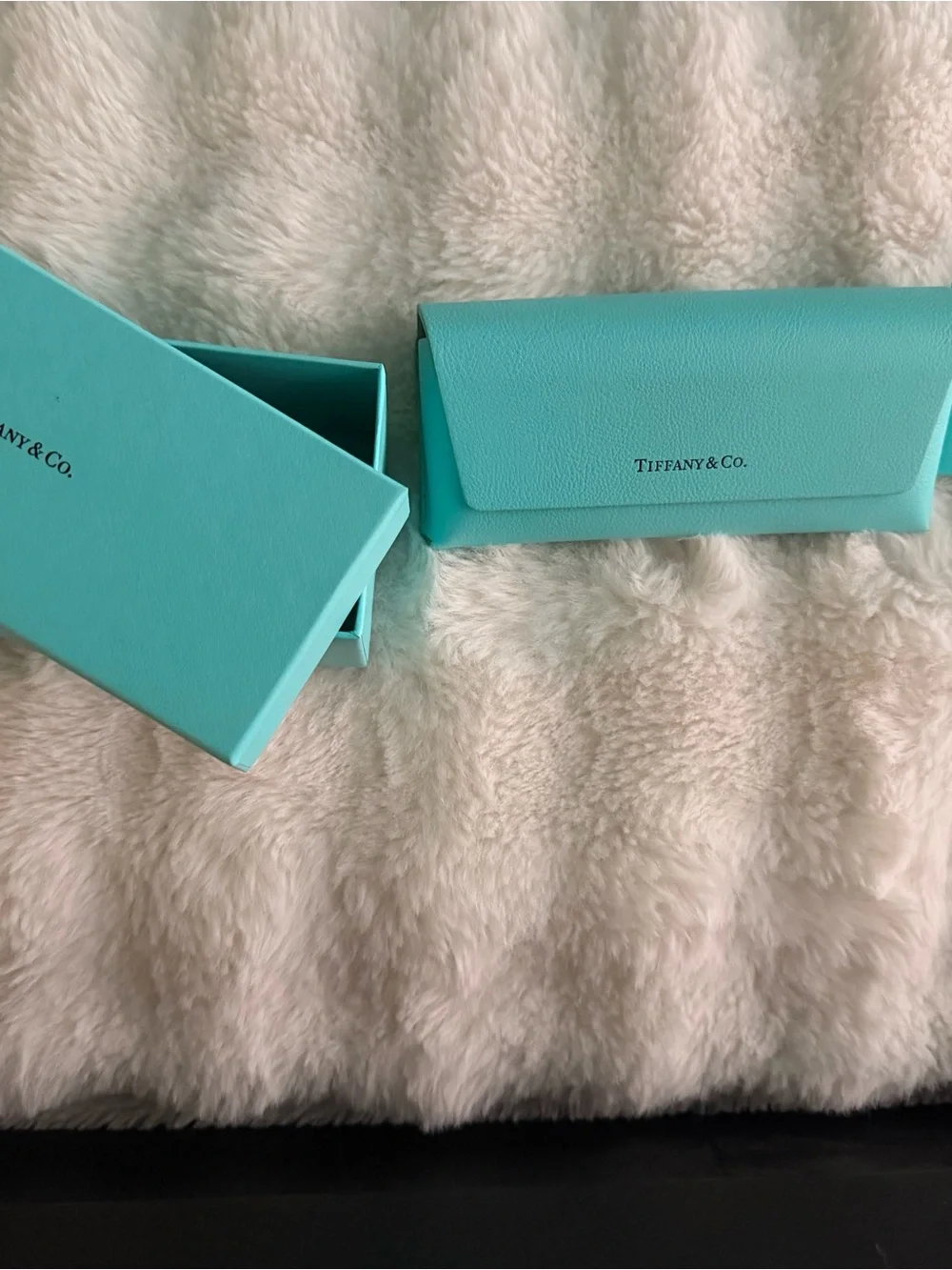 Tiffany & Co. accessory pouch for glasses or sunglasses. Comes with box.